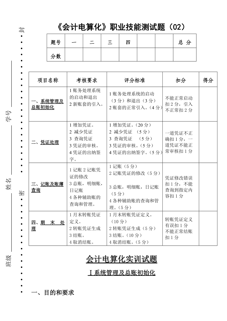 财务会计与电算化管理知识测试题.doc_第1页