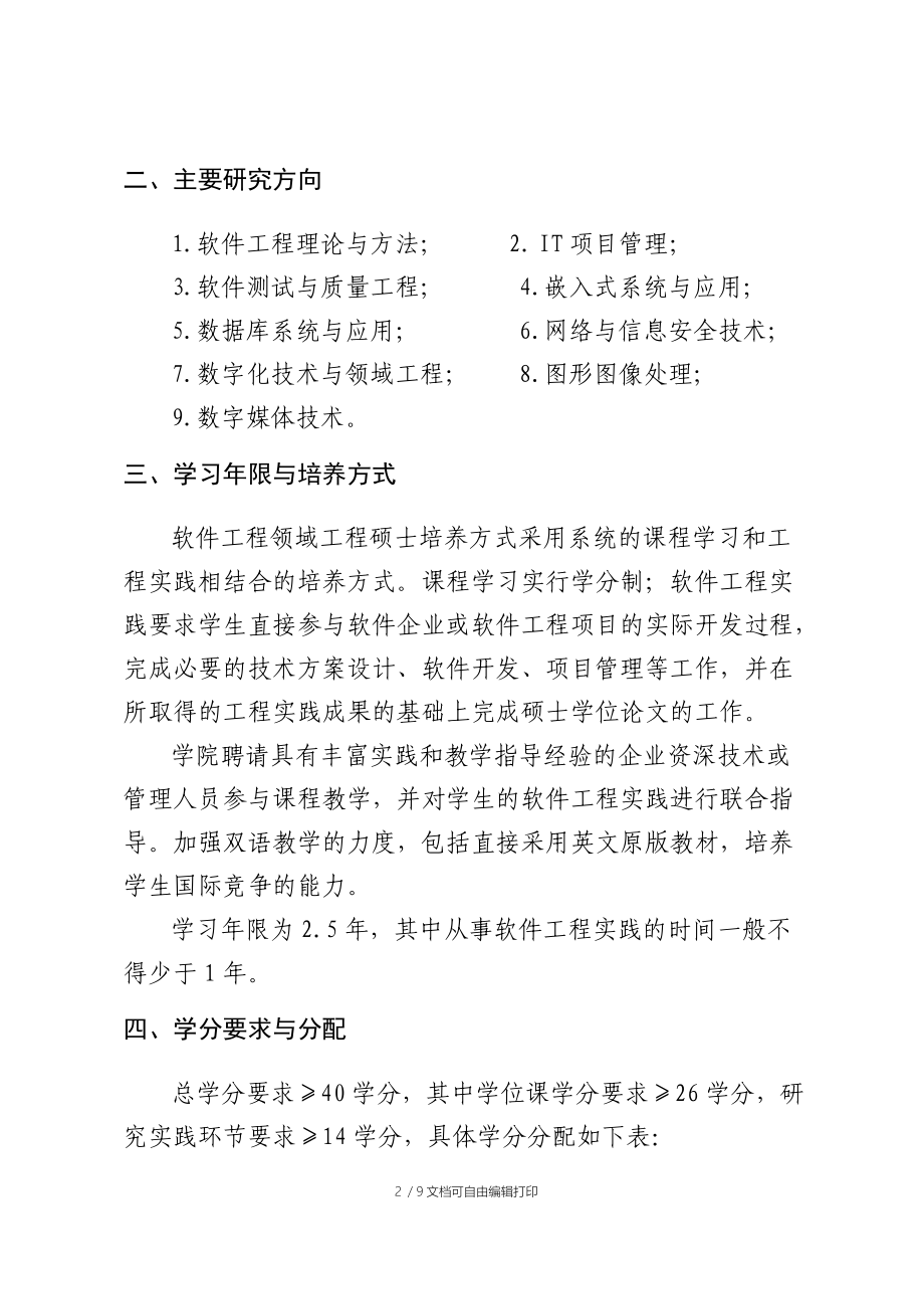 软件学院软件工程硕士研究生培养方案.doc_第2页