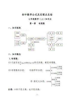 人教版初中数学七年级上知识点总结(新)(全).docx