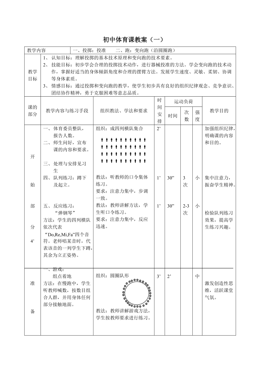 初中体育优质课教案1.docx_第1页