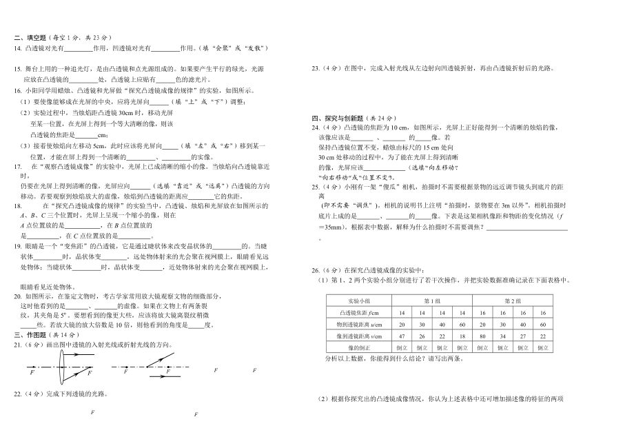 八级物理上册 第三章透镜及其应用单元测试题 人教新课标版.doc_第2页