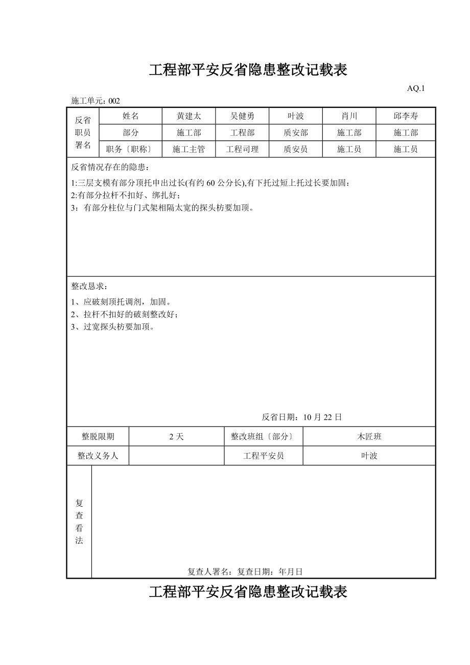 建筑行业项目部安全检查隐患整改记录表.doc_第2页