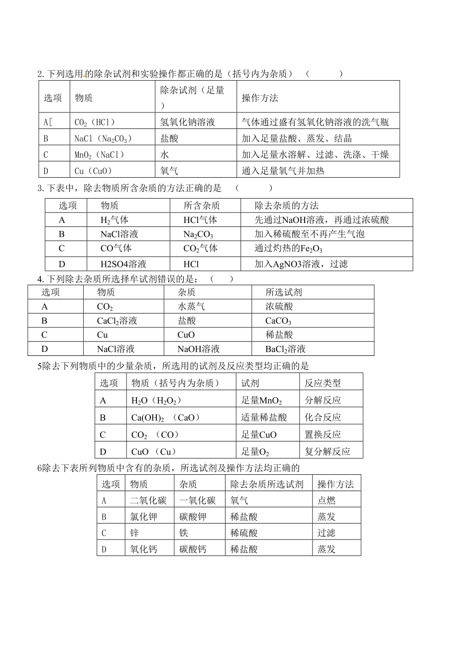 初中化学常见物质的除杂(复习用).docx_第3页