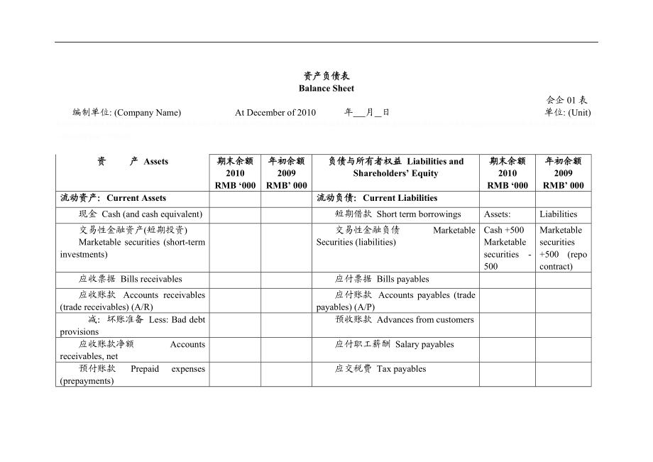 《新会计准则财务报表-中英文》.doc_第1页