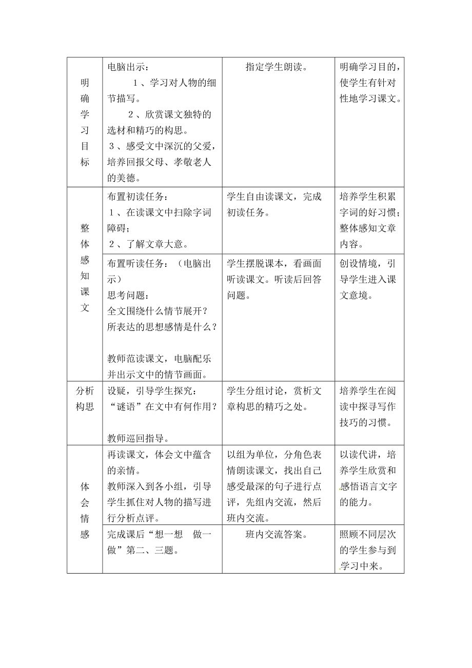 七年级语文上册教案：第三单元12(父亲的谜语)冀教版 教案.doc_第2页