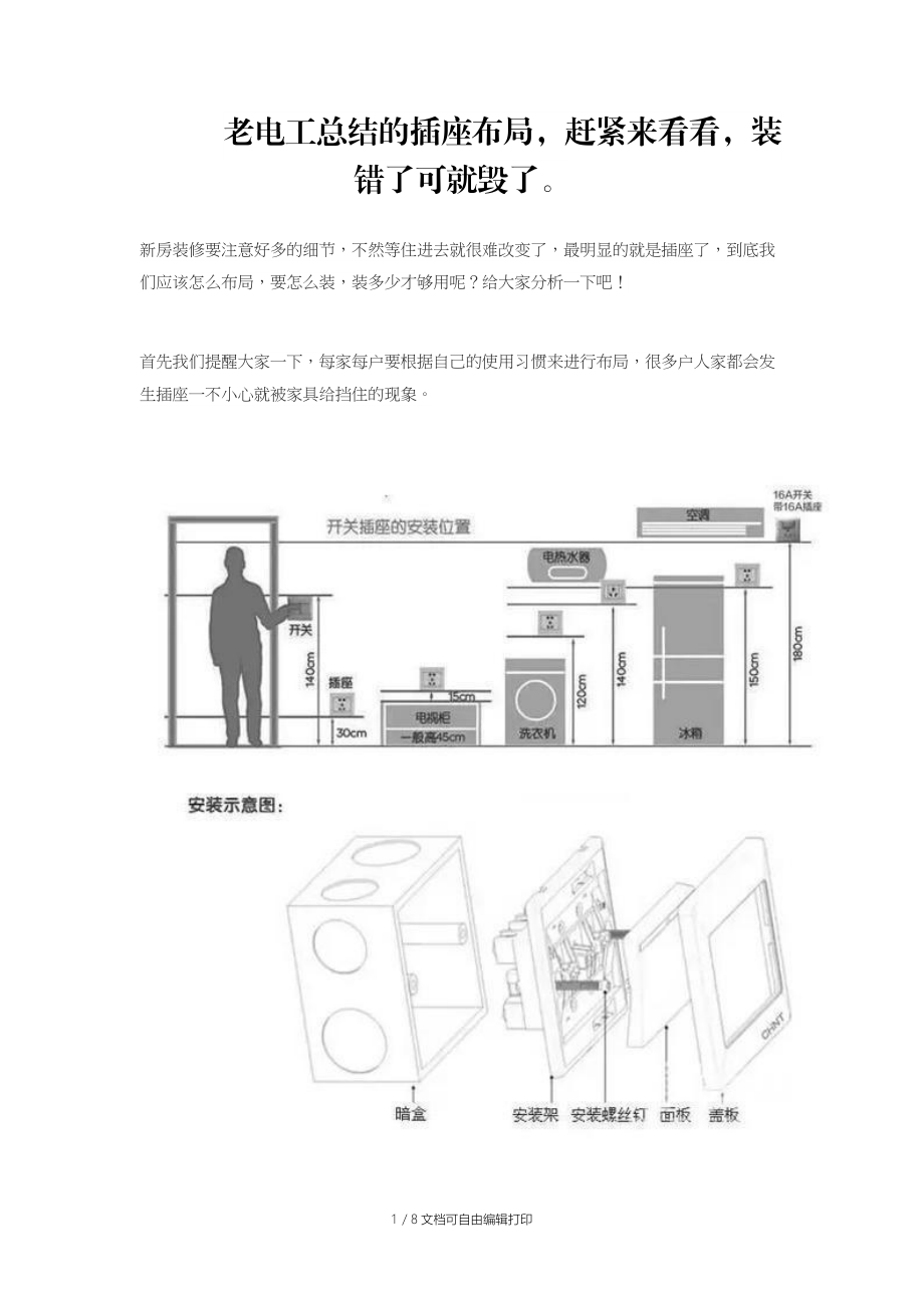 老电工总结及插座布局赶紧来看看装错了可就毁了.doc_第1页