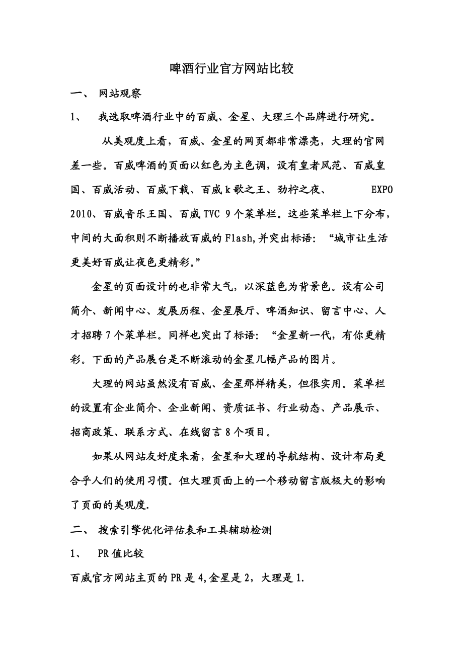 啤酒行业官方网站比较.doc_第1页