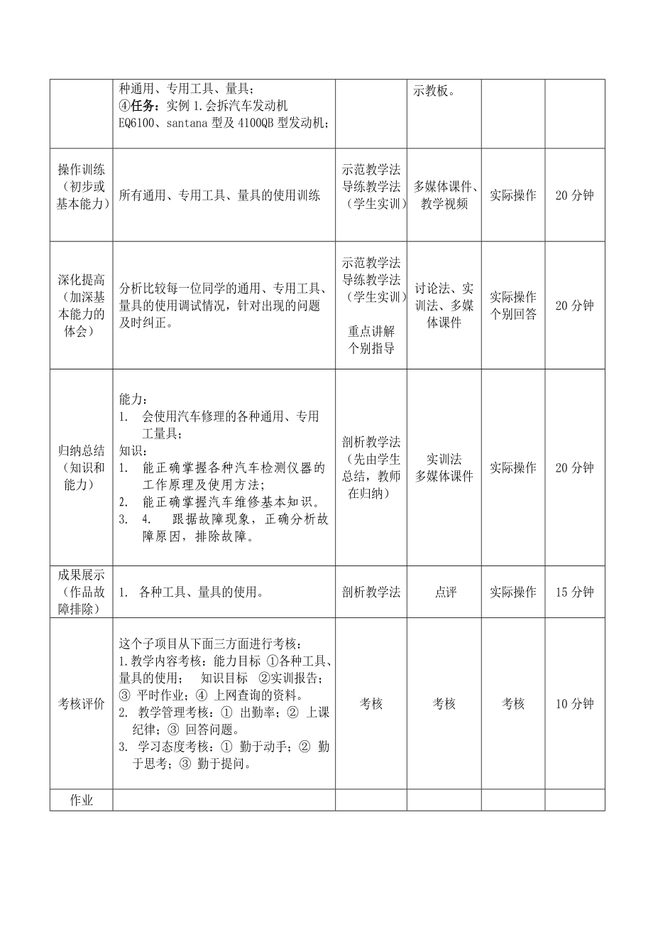 《汽车发动机机械系统检修》一体化教学单元教学设计(82.docx_第2页