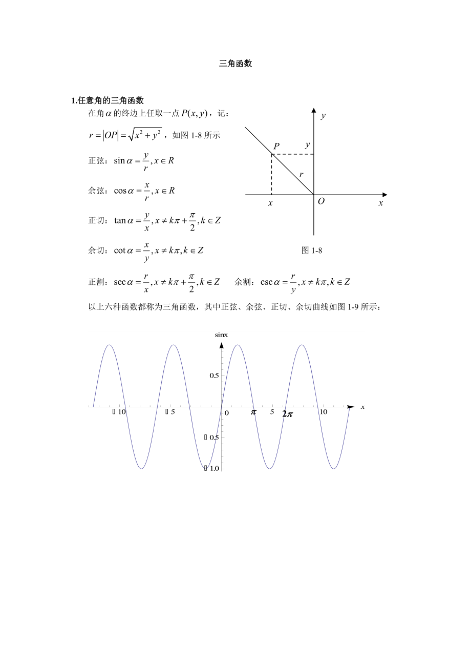 三角函数资料总结(详细版).doc_第1页