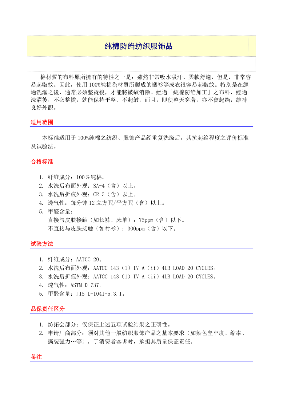 纯棉防绉纺织服饰品(doc 24).docx_第1页